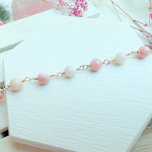 New Pink Opal Gold Bracelet | Handmade in British Columbia - Picture 4 of 5